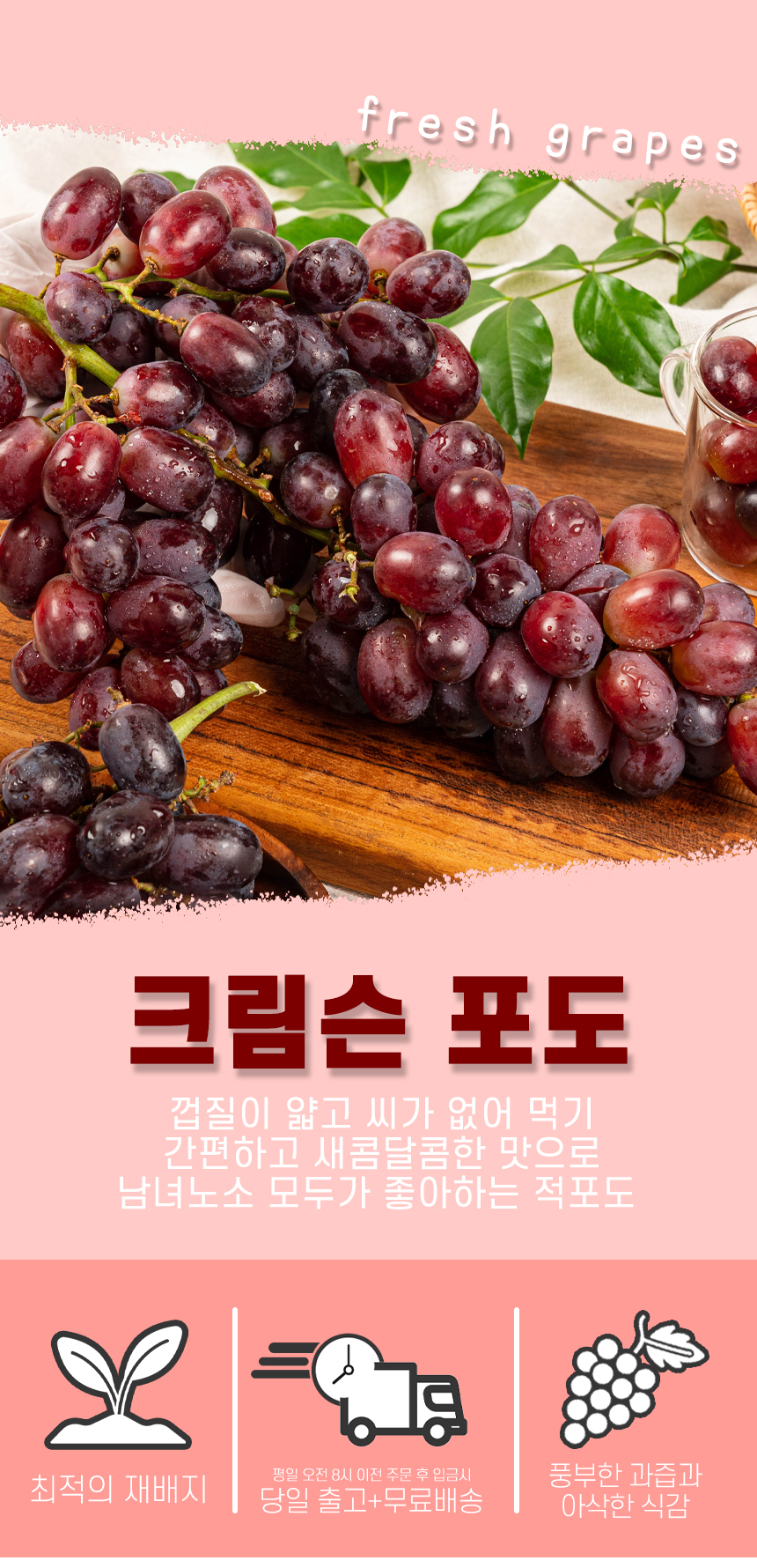 씨 없는 붉은 적포도 새콤달콤 크림슨 포도 1kg 2kg 4kg 8kg 씨 없는 붉은 적포도 새콤달콤 크림슨 포도 1Kg 2Kg 4Kg 8Kg