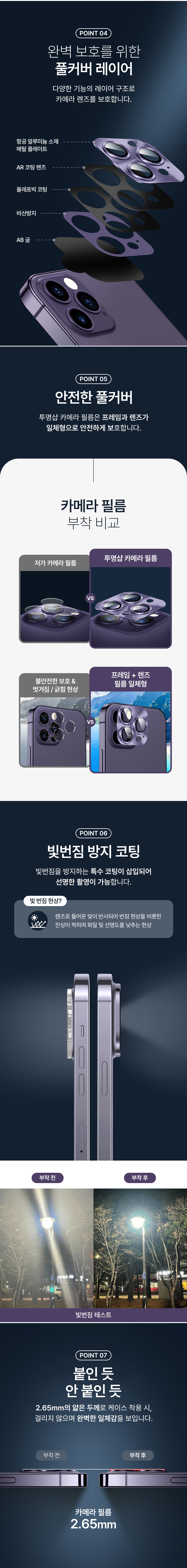 [✨신상🚚당일]  아이폰 16 15 14 13 프로 맥스 보호 필름 카메라 강화유리 빛번짐 방지 액정필름 상세 이미지 7