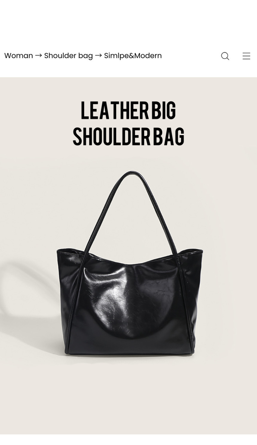 【Anyone more】Besch Leather Bobusang Big Shoulder Bag 20240720170621_44aa4e5802d742f