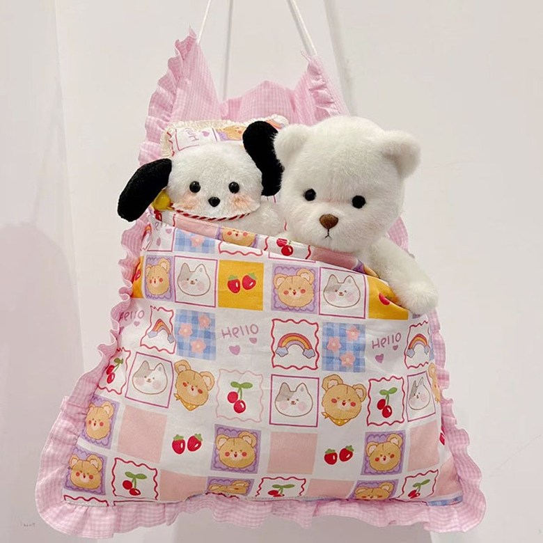 지오몽 20cm 인형 침대 침구 이부자리 걸이 솜인형 수납 가방 소품 상세 이미지 5