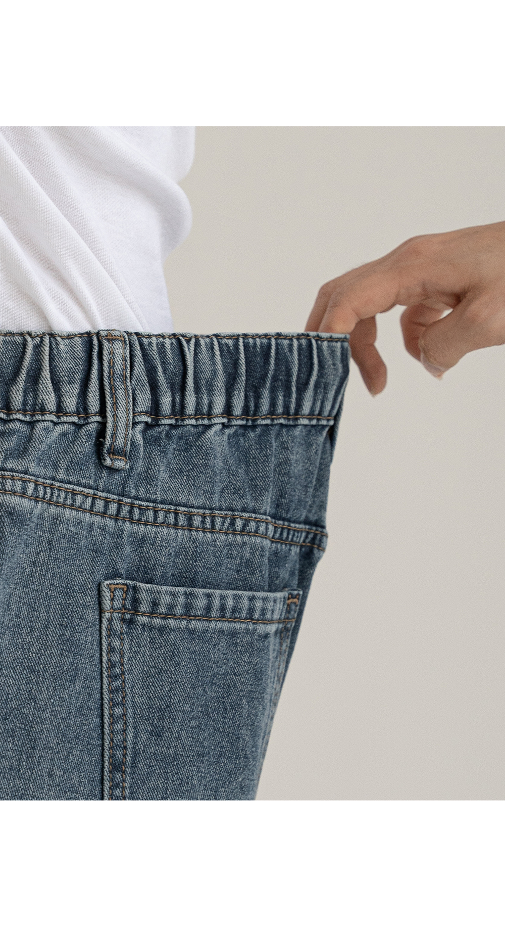 [1천장돌파][MADE] 빅사이즈 S-4XL 틴즈 절개 스트링 뒷밴딩 카고 와이드 데님 팬츠 청바지 상세 이미지 26