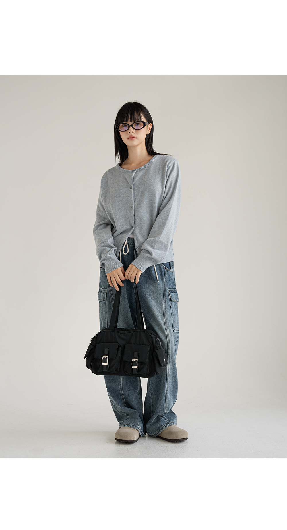 [1천장돌파][MADE] 빅사이즈 S-4XL 틴즈 절개 스트링 뒷밴딩 카고 와이드 데님 팬츠 청바지 상세 이미지 28