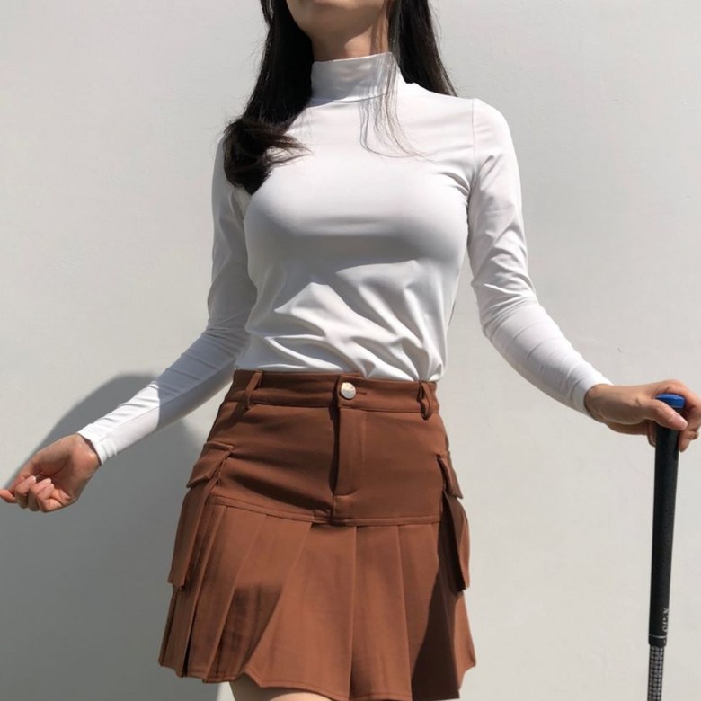 여성 봄 가을 겨울 솔리드하이넥 긴팔이너 로로얼로이 상세 이미지 34