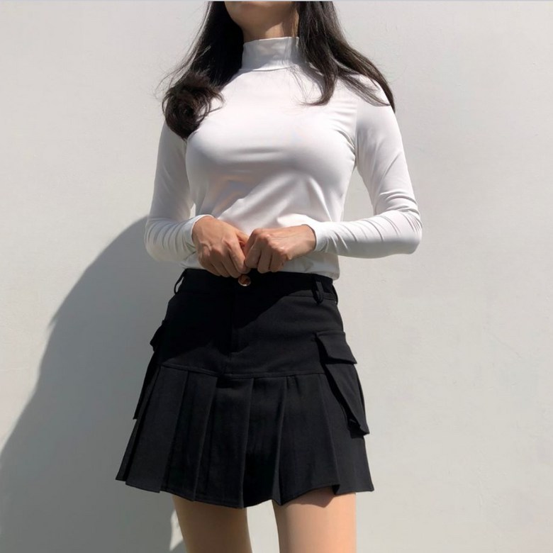여성 봄 가을 겨울 솔리드하이넥 긴팔이너 로로얼로이 상세 이미지 39