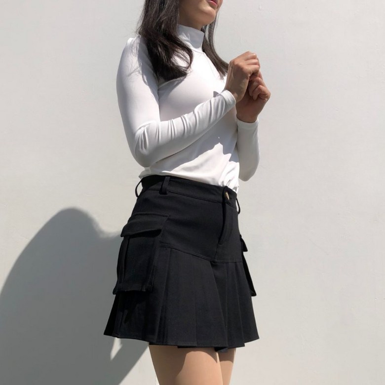 여성 봄 가을 겨울 솔리드하이넥 긴팔이너 로로얼로이 상세 이미지 51