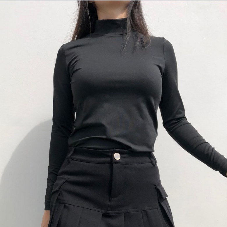 여성 봄 가을 겨울 솔리드하이넥 긴팔이너 로로얼로이 상세 이미지 72