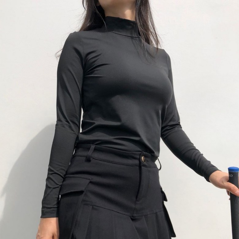 여성 봄 가을 겨울 솔리드하이넥 긴팔이너 로로얼로이 상세 이미지 76