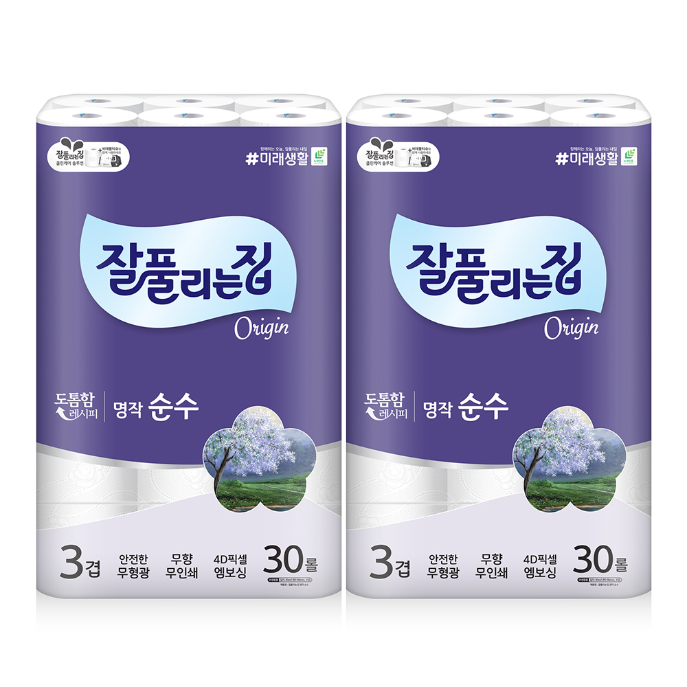잘풀리는집 명작순수 화장지 30M 30롤 2팩 외 모음