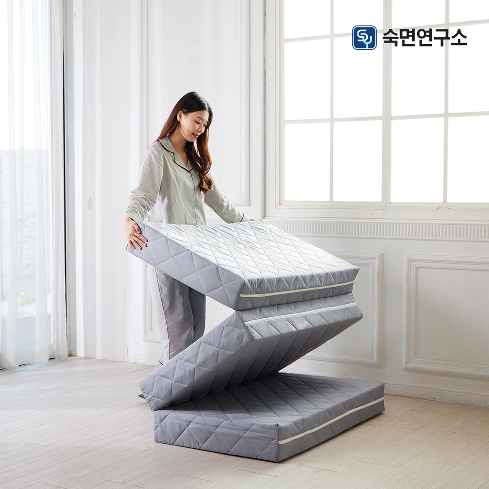 숙면연구소 3단 접이식 매트리스 원룸 침대 바닥 자취 접는 단단한 토퍼 수면매트 6cm/10cm/15cm (MS/SS/Q)