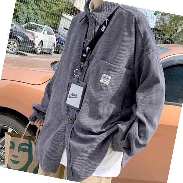 男性服ショッピングモール男性大学生キャンパスルックデイリーオーバーフィットゴールデンシャツ南方