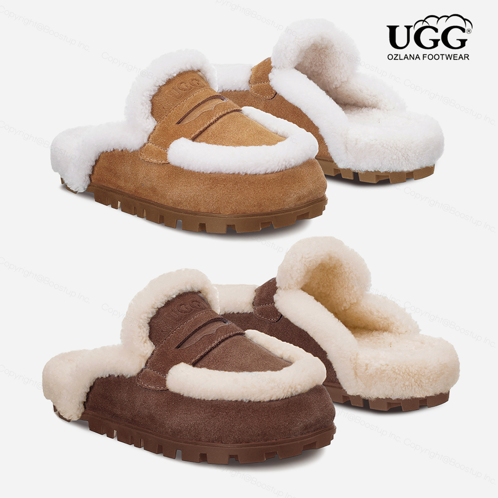 [海外]オズラナ UGG オーストラリアフリース刺繍ロゴシアリングスリッパOZ3016