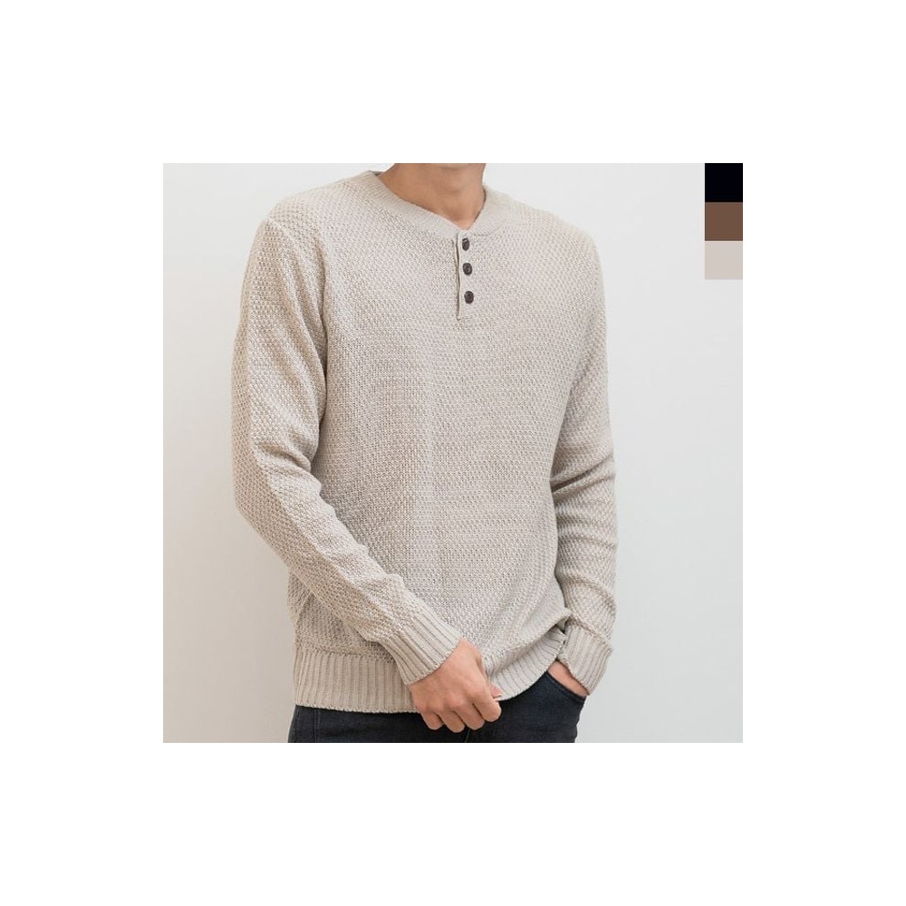 メンズニットヘンリーネック男性ファッション服デイリールックカジュアルルック服ニットヘンリーネックファッション服男性服男性ショッピングモール服ショッピングモール男性服デイリールック男性ショー