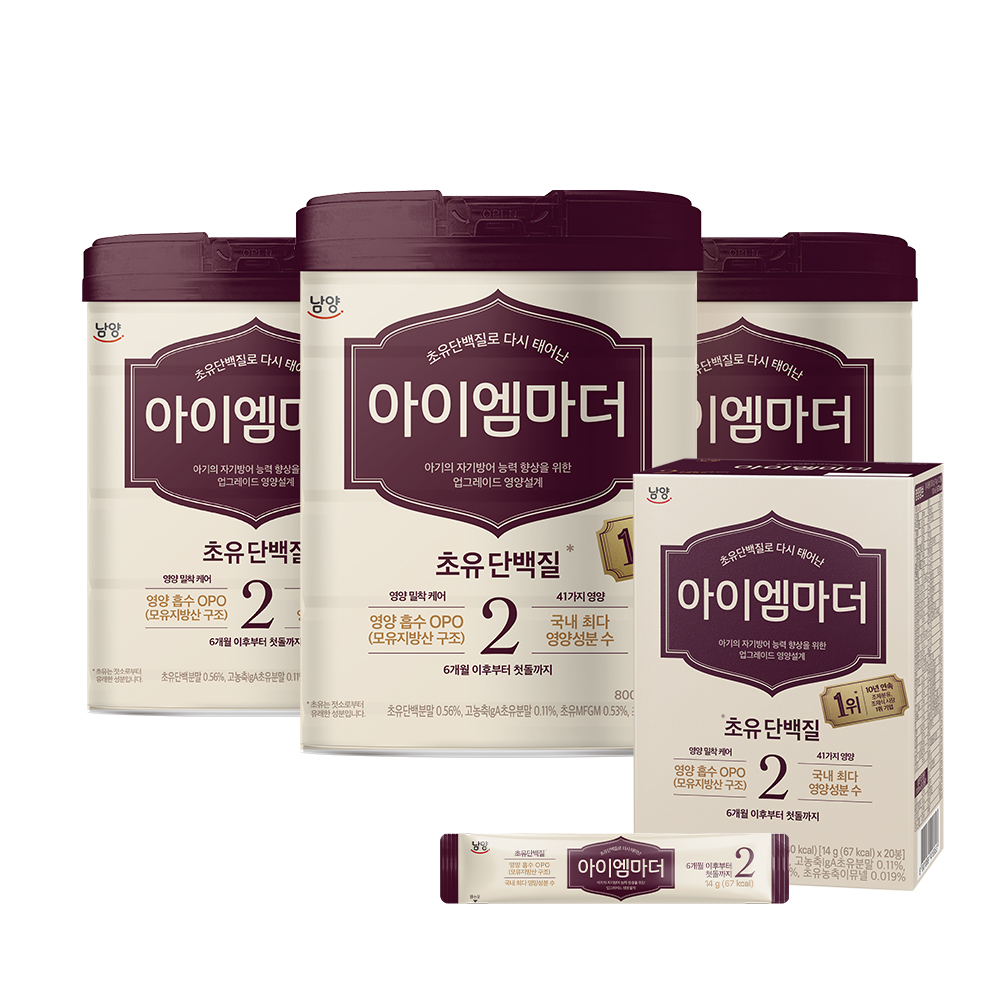 아이엠마더 첫100일(360g x 4캔) / 2~3단계(800g x 3캔/6캔) + 스틱 1박스(기획세트)