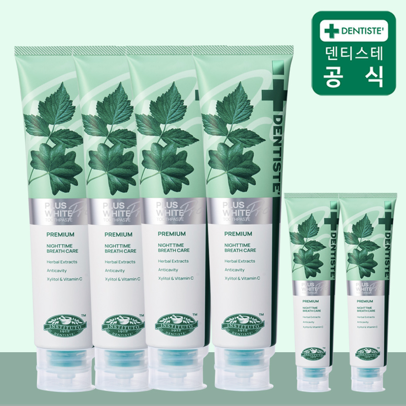 [최저특가]덴티스테 플러스화이트 프로 불소치약 160g 4개+여행용치약 20g 2개