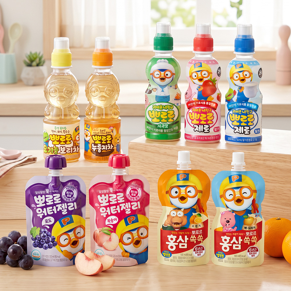 뽀로로음료수 보리차 누룽지차 밀크 딸기 등 10종 30개 골라담기 외 홍삼쏙쏙/워터젤리 혼합구성
