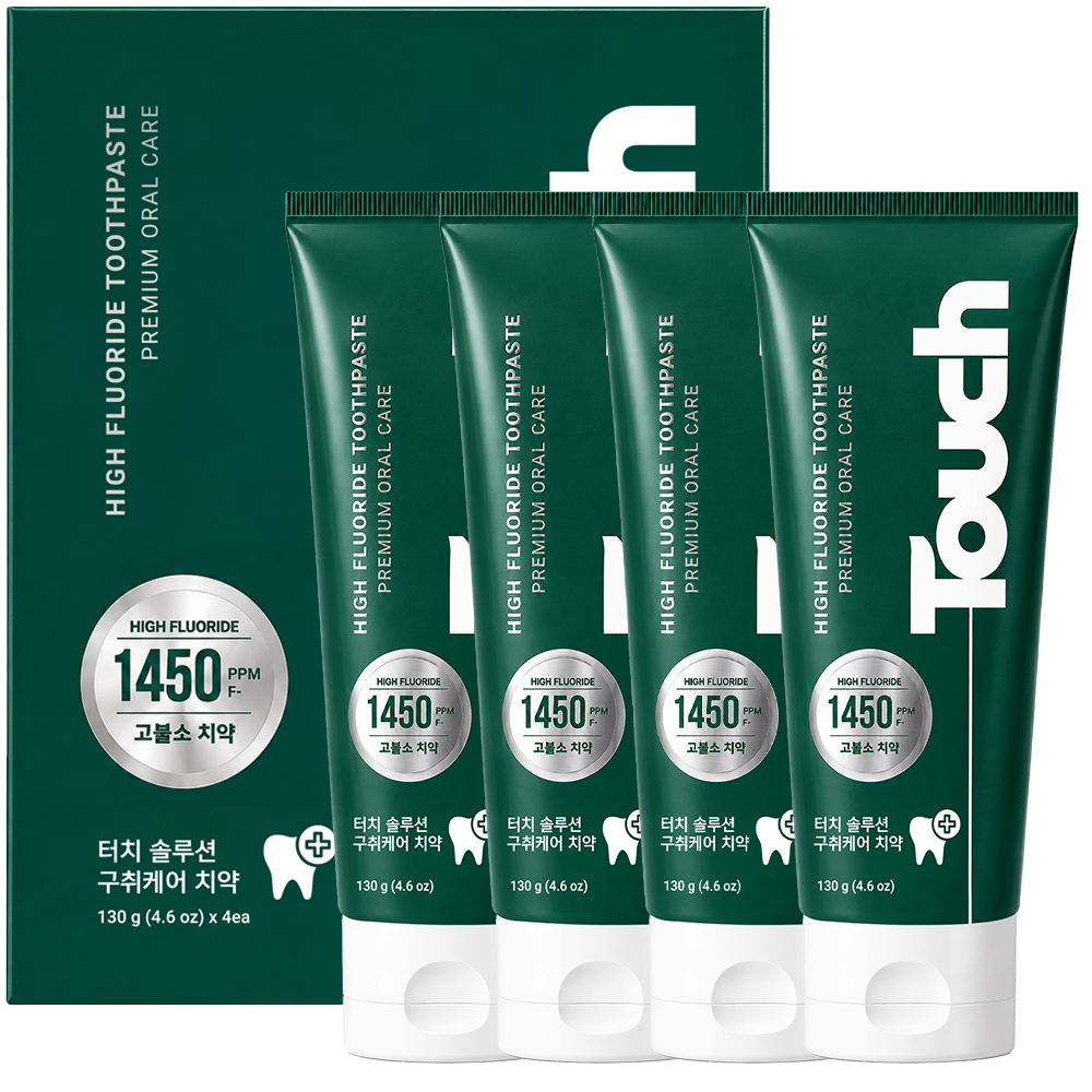 터치 솔루션 구취케어 고불소 구취케어 치약 130g x 4개입 / 페퍼민트향
