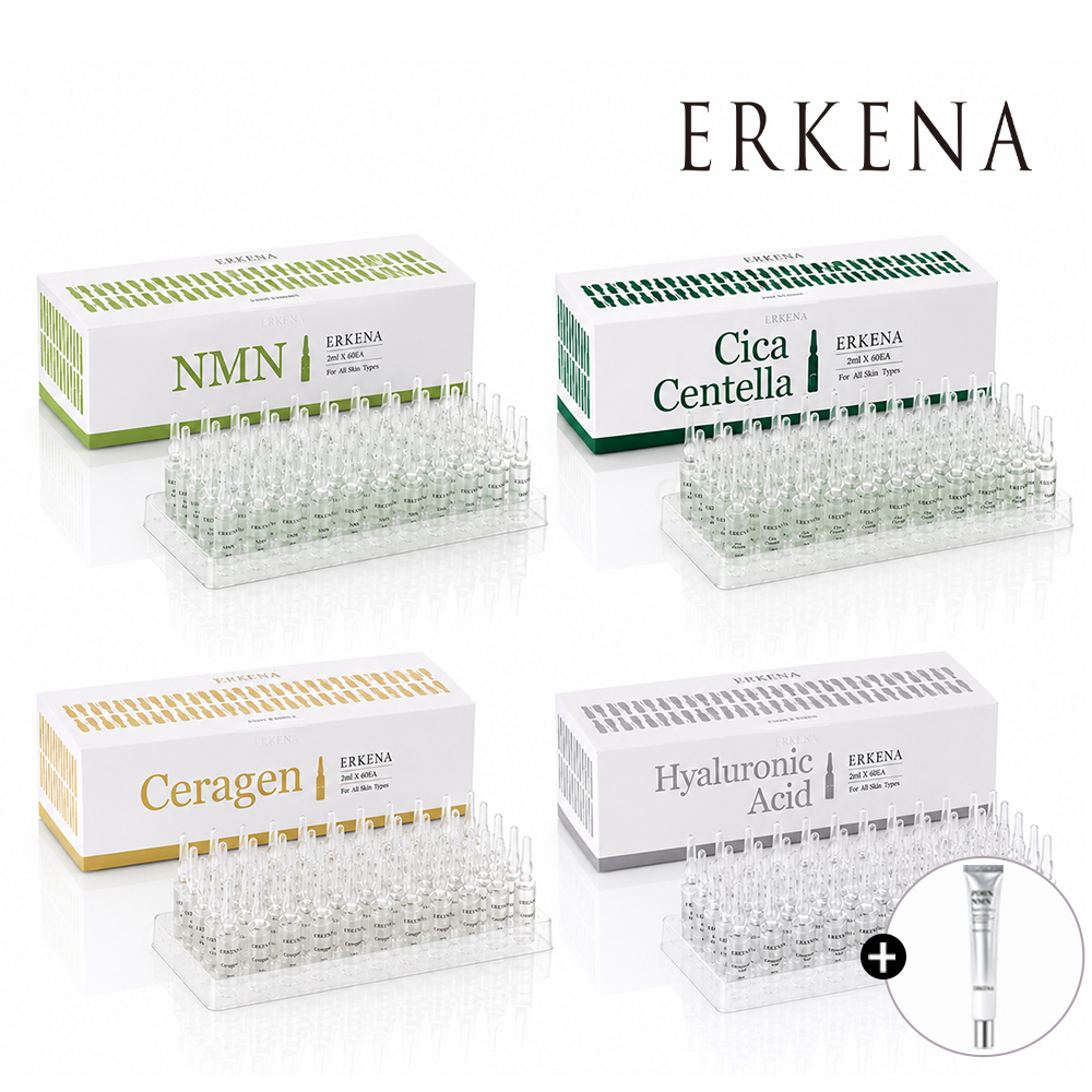 에르케나 인공향료,색소 무첨가 저속노화 NMN외 시카,세라겐,히알루 2ml 앰플60병+NMN리페어크림 50ml