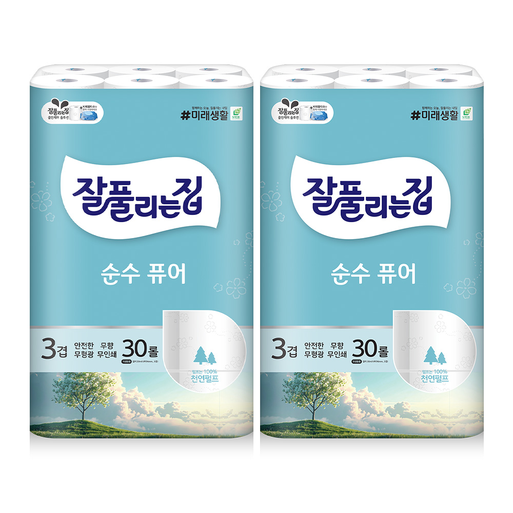 잘풀리는집 순수퓨어 천연펄프 30M 30롤 2팩 외 모음