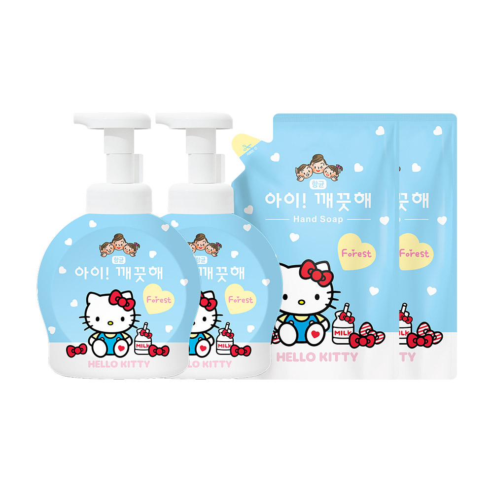 아이깨끗해 x 헬로키티 490ml 용기 x 2개 + 450ml 리필 x 2개 (옵션선택)