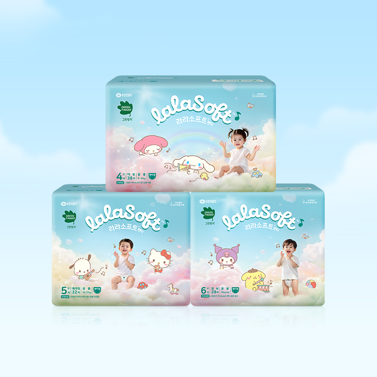 [2박스딜] 부드러운 뭉게구름 허리밴드! 그린핑거 라라소프트 팬티형 기저귀_
