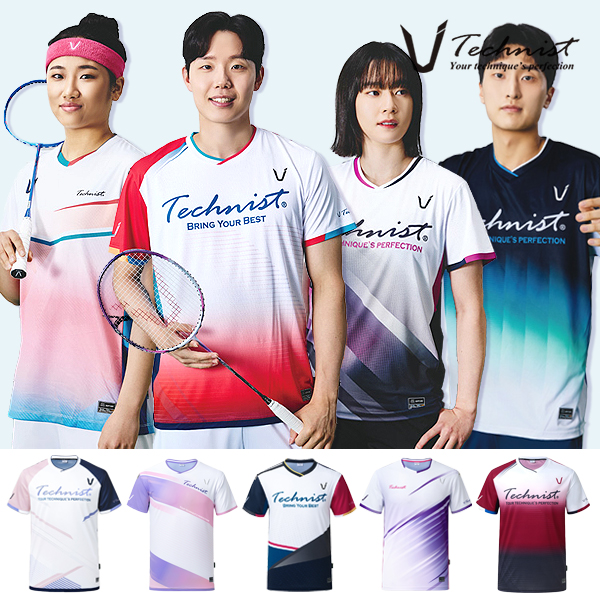 テクニスト男性女性 Tシャツ バドミントン服 衣料品 ゲームウェア