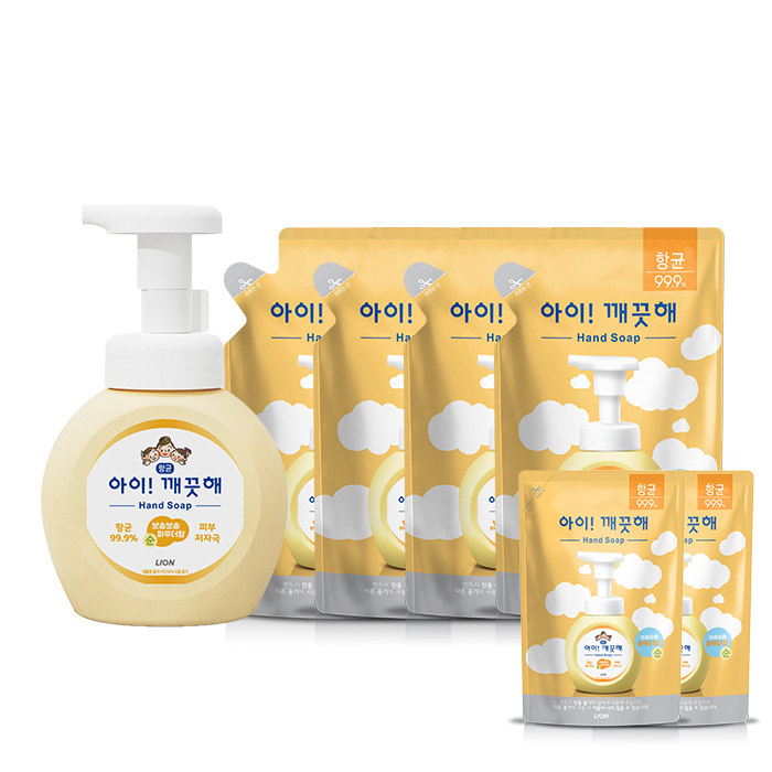 아이깨끗해 핸드워시 250ml 용기 + 200ml 리필 x 4개 + 순 100ml 리필 x 2개 (옵션선택)
