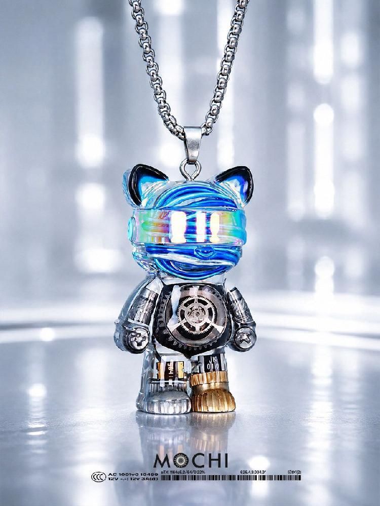 [海外]猫 ペンダント ネックレス サイバーパンクロボットメタリックチタン鋼チェーンファッションアクセサリー
