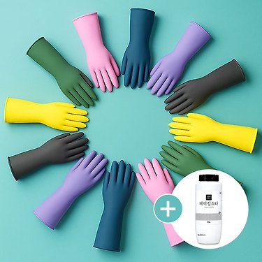 컬러풀 라텍스 국내산 고무장갑 식품용 3개+3개 및 베이킹소다 450g