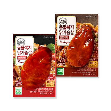[톡딜] 참프레 동물복지 소스픽 닭가슴살 100g 6+6 총12팩 (16,800원/무료)