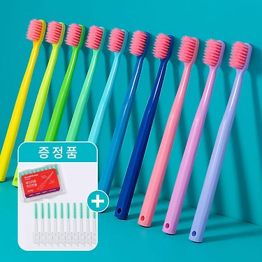 컬러풀 이중미세모 칫솔 30개 + 휴대용 치간칫솔