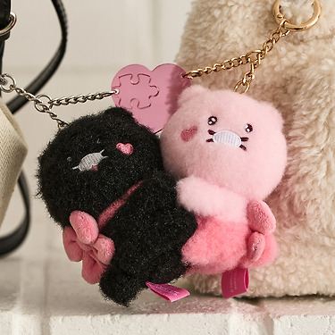 KAKAO FRIENDS - Noir Aimant Porte-cles Peluche Set Chunsik