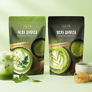 [톡딜] 쌍계명차 국내산 말차&쑥차 파우더 500g 1+1 (17,900원/무배)