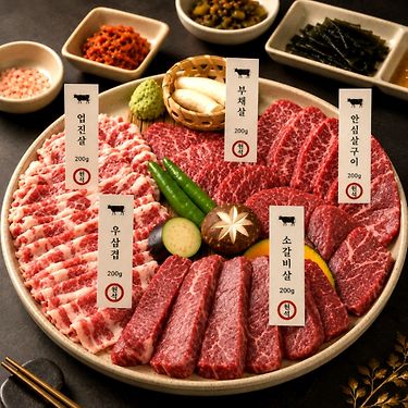 [톡딜] 소고기 특수부위한판 5종 구성 1kg (27,900원/무배)