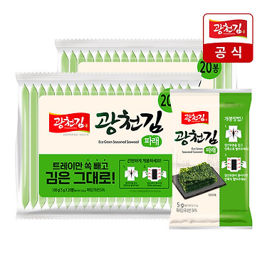 [톡딜] NO트레이 파래 도시락김 5g 40봉 (11,950원/무료)