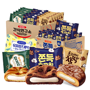 [톡딜]쫀득초코칩20+찰보리15+초코파이찰떡15 3종 세트 (14,500원/무배)