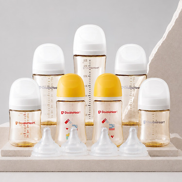 [카카오쇼핑]더블하트 모유실감 PPSU 젖병+젖꼭지 세트 모음 160ml/240ml/330ml(25,538원 /무배)