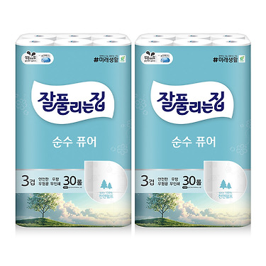 잘풀리는집 순수퓨어 천연펄프 30M 30롤 2팩 외 모음