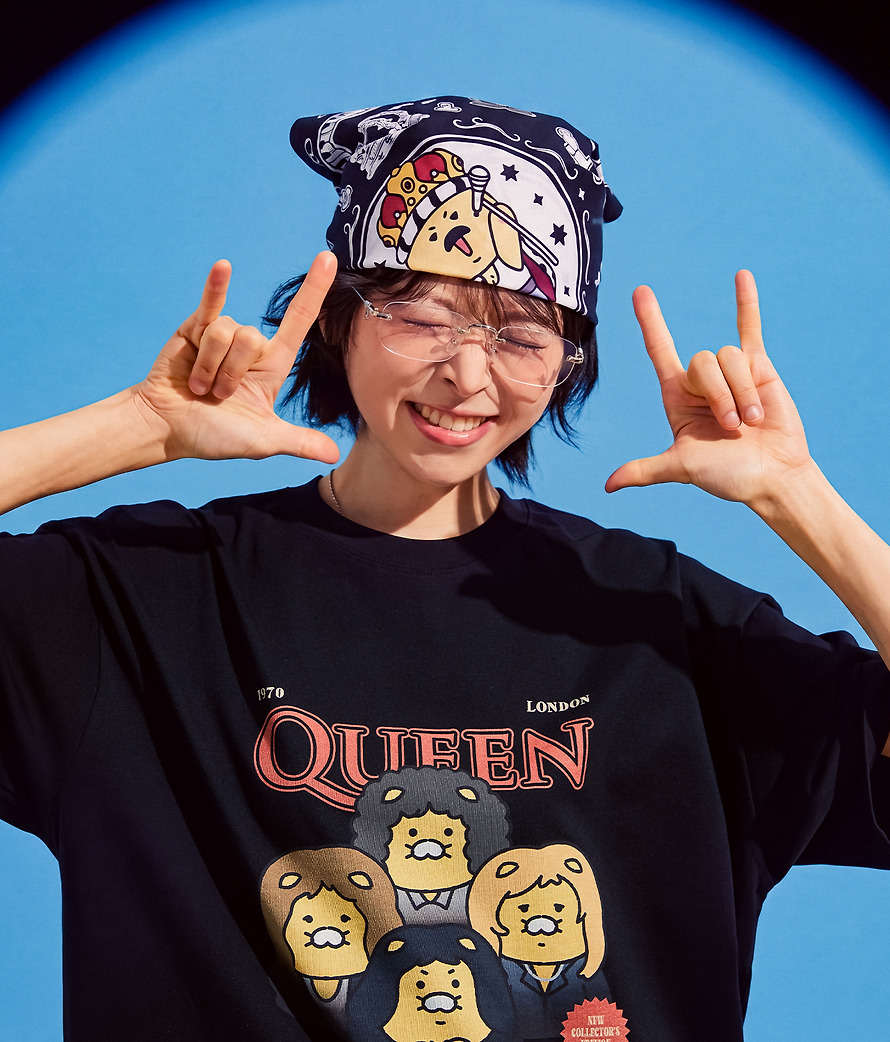 T-Shirt Queen X Friends Queen II Black Chunsik - Kakao Friends