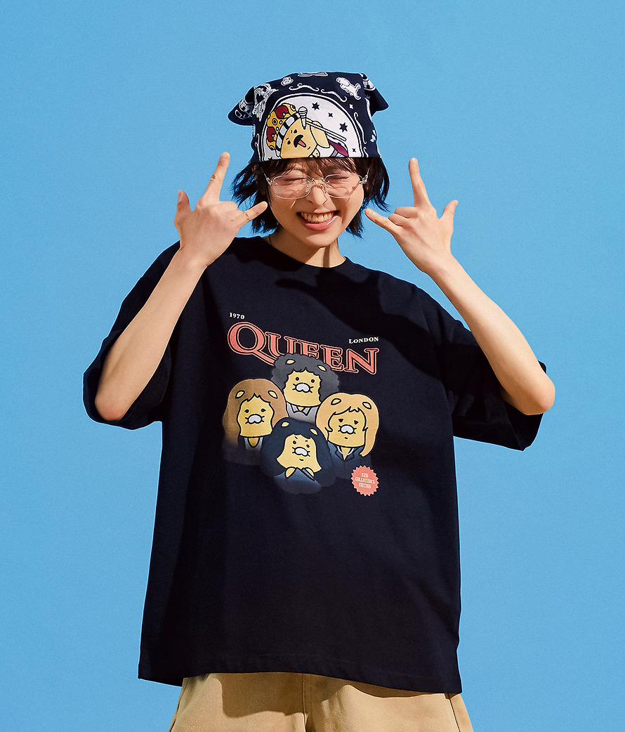 T-Shirt Queen X Friends Queen II Black Chunsik - Kakao Friends