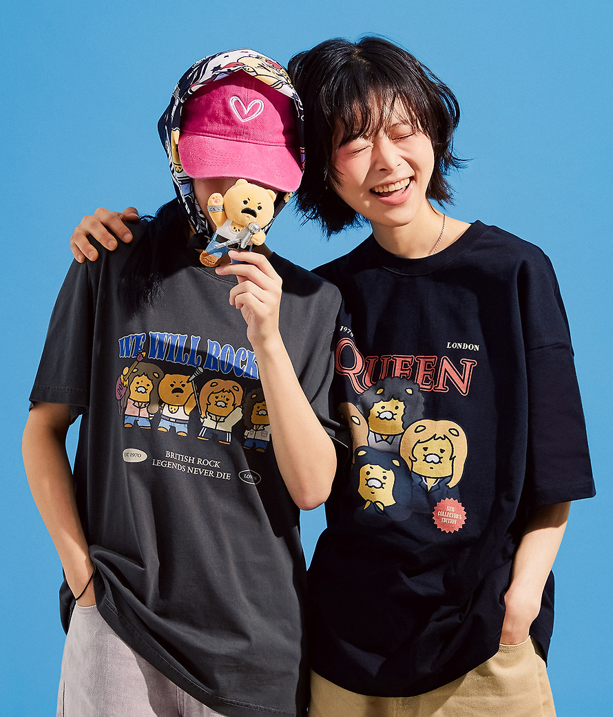 T-Shirt Queen X Friends Queen II Black Chunsik - Kakao Friends