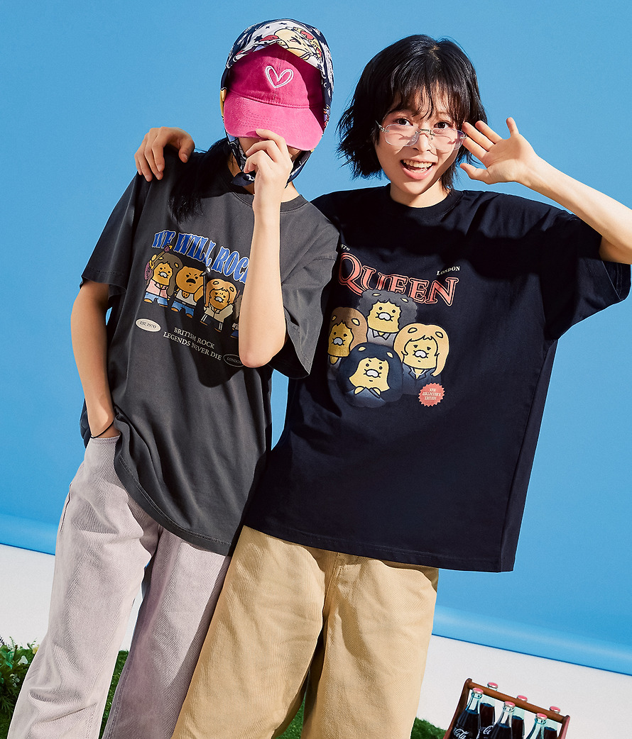 T-Shirt Queen X Friends Queen II Black Chunsik - Kakao Friends