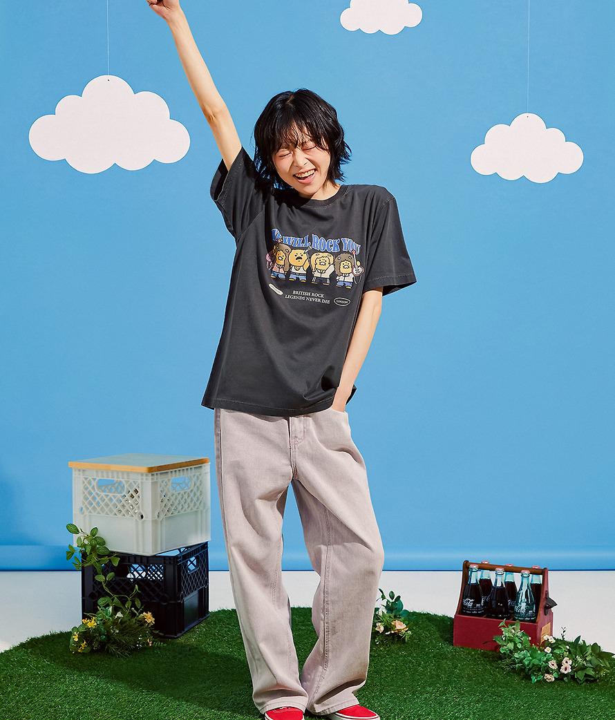 T-Shirt Queen X Friends Rock Charcoal Chunsik - Kakao Friends