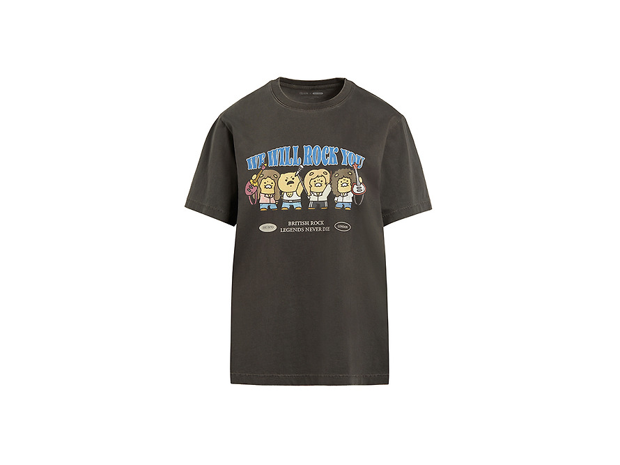 T-Shirt Queen X Friends Rock Charcoal Chunsik - Kakao Friends