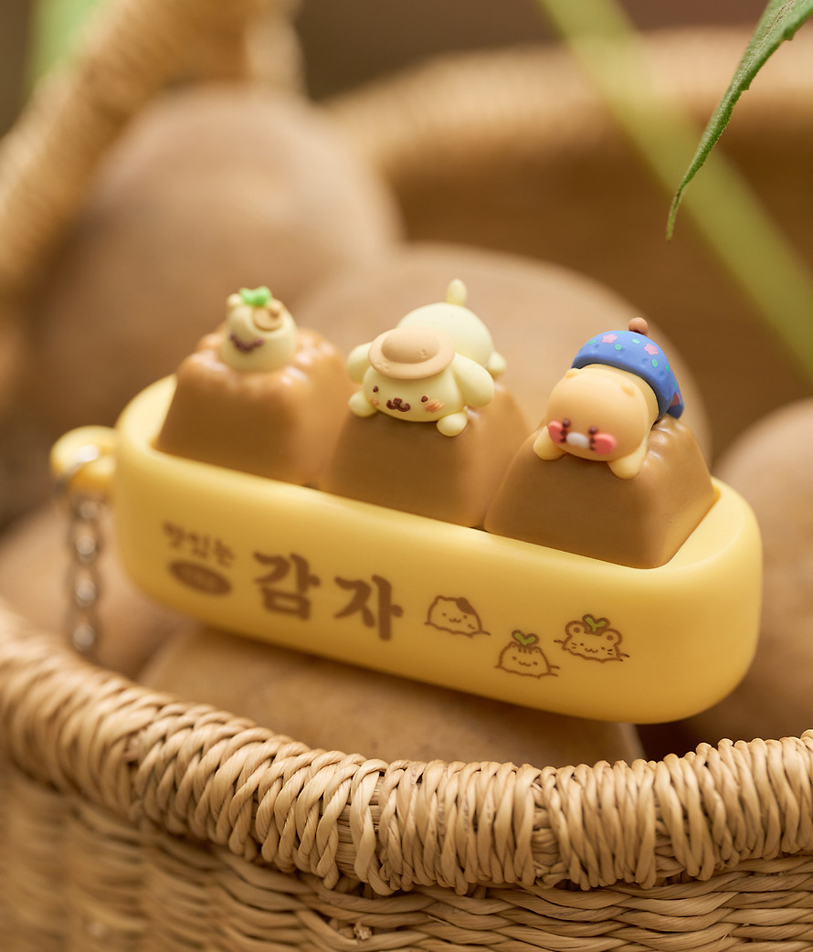 Figure Keychain Pompompurin X Friends Clicker Keycap - Kakao Friends