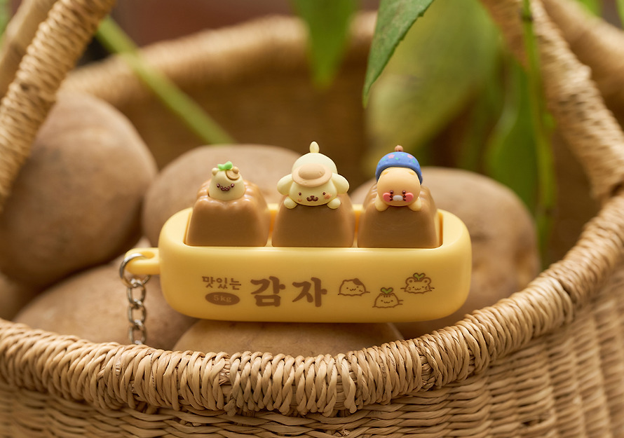 Figure Keychain Pompompurin X Friends Clicker Keycap - Kakao Friends