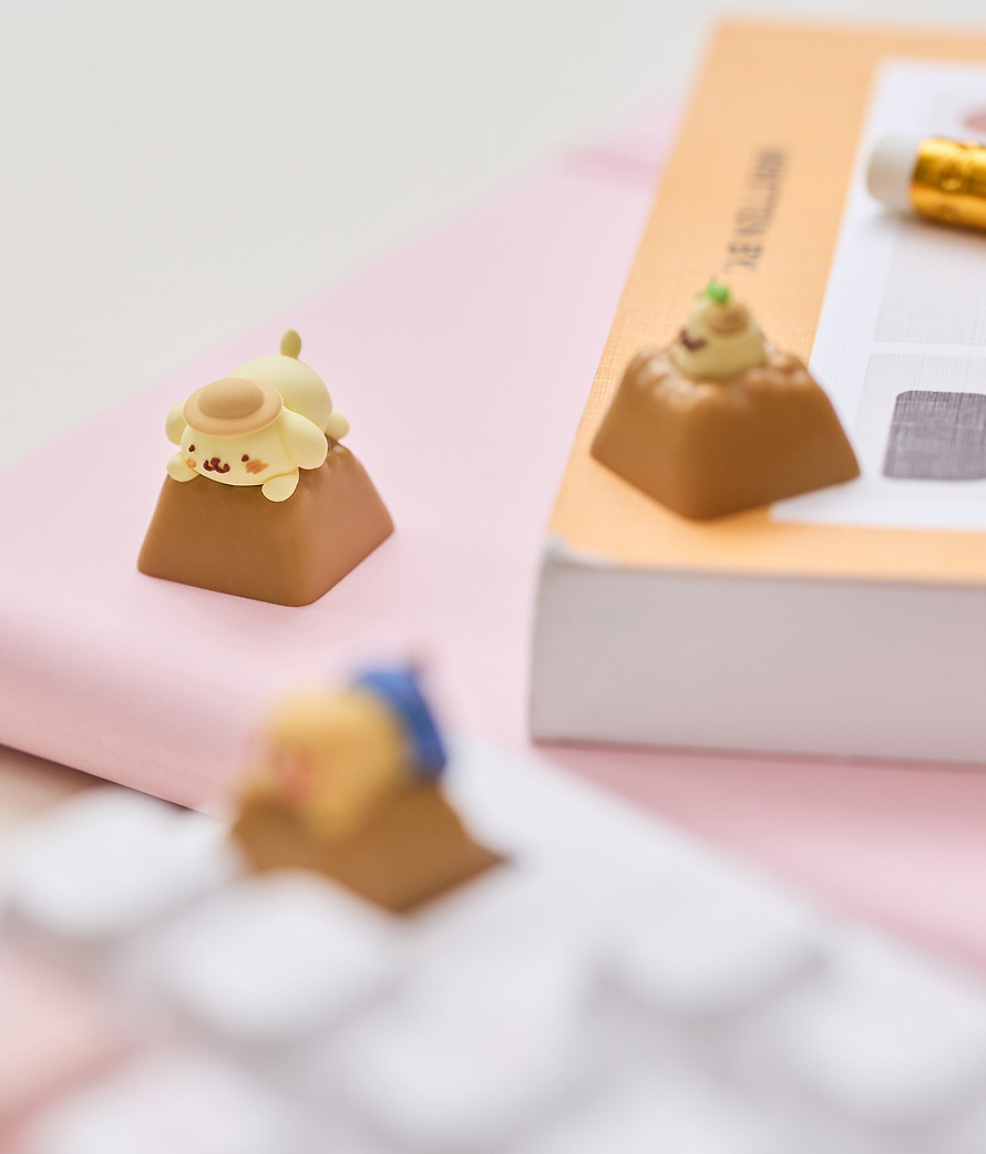 Figure Keychain Pompompurin X Friends Clicker Keycap - Kakao Friends