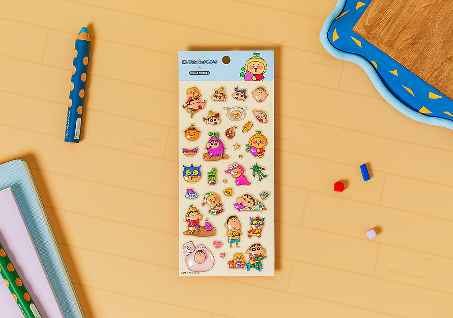 3D Puffy Stickers Shin-chan X Friends - Kakao Friends